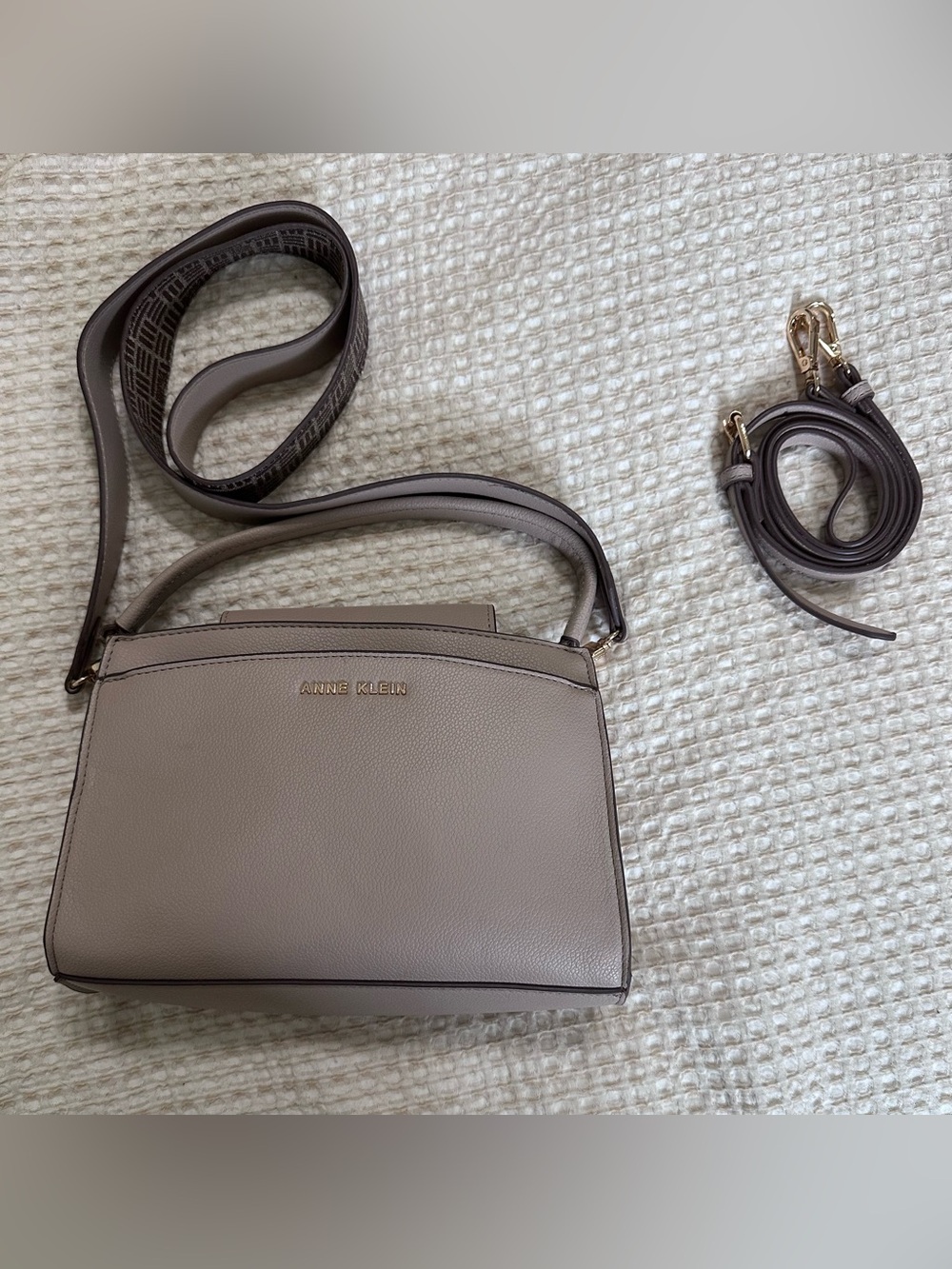 Anne Klein Pebbled Taupe Satchel with Removable Straps